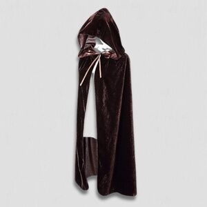 Bigxian Hooded Robe Halloween costume cosplay cloak Cape Plush Velvet Brown OS